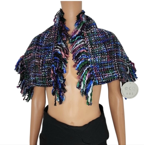 ECO BY RISING TIDE SCARF ARTISAN HAND WOVEN KNIT MULTICOLOR NWT - Picture 3 of 10